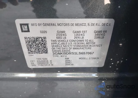 2020 Chevrolet Blazer Fwd 3Lt from USA, damaged, VIN 3GNKBDRS1LS657067